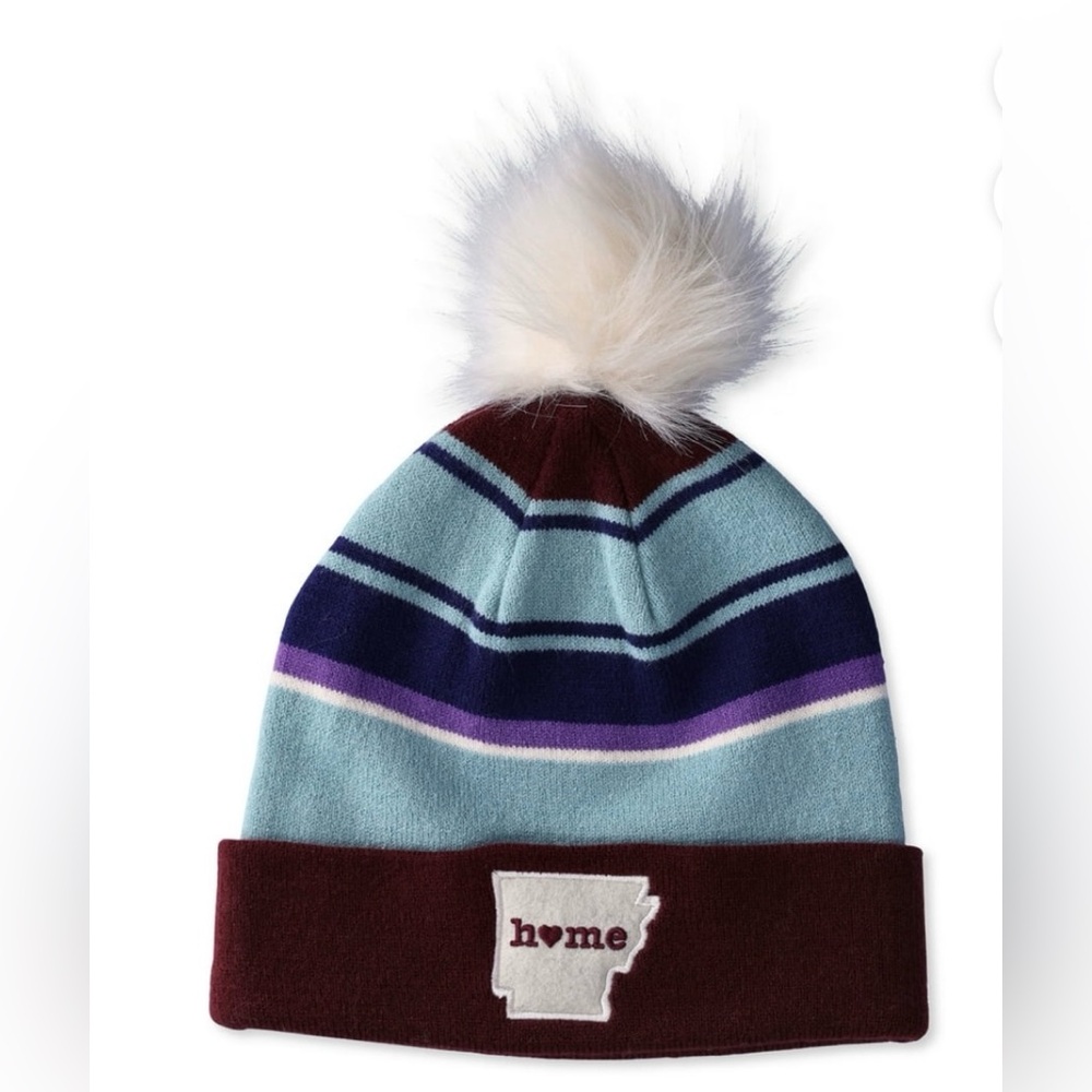 🔴3/$12 Home Free Striped Beanie‎ in Arkansas Purple! NWT!